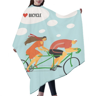Personality  Tandem Cyclists Vintage Illustration Hair Cutting Cape