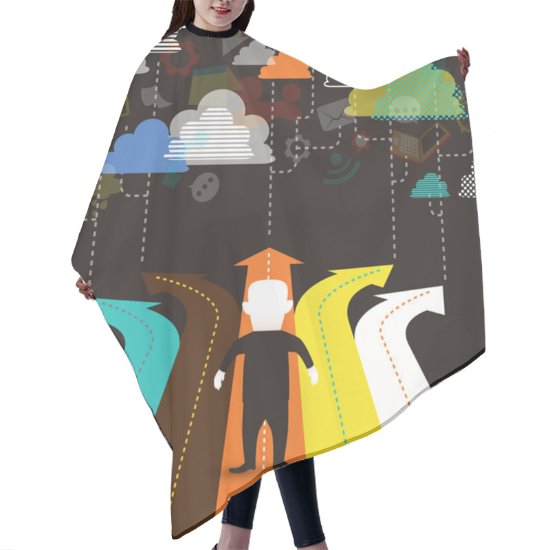 Personality  flat design illustration concept of selection hair cutting cape