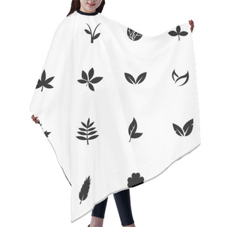 Personality  Vector Black Leaf Icons Set Hair Cutting Cape