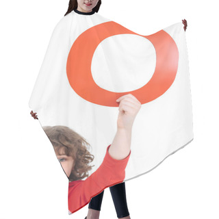 Personality  Kid Holding Alphabet Letter Hair Cutting Cape