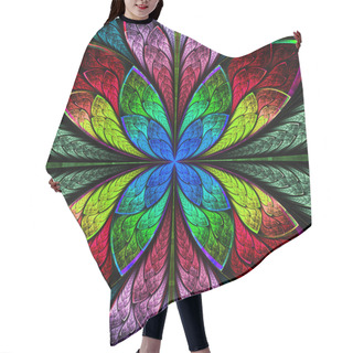 Personality  Symmetrical Multicolor Fractal Flower In Stained Glass Style. Co Hair Cutting Cape