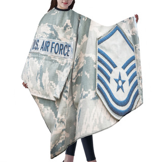Personality  U.S. Army Air Force Emblem And Rank On Soldier Uniform Hair Cutting Cape