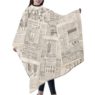 Personality  Newspaper Pages With Antique Advertising. Fashion Magazine Hair Cutting Cape