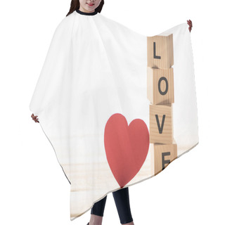 Personality  Heart With Love Sign On Wooden Cubes Hair Cutting Cape