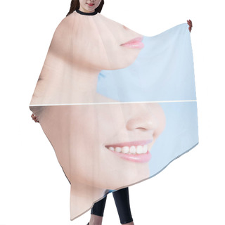 Personality  Woman With Surgery Of  Tip Chin  Hair Cutting Cape
