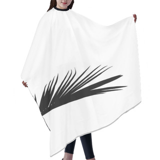Personality  Black Palm Leaf Silhouette On Pure White Background, A Delicate Gray Silhouette Of A Coconut Leave, Creating A Tranquil And Minimalist Aesthetic. Hair Cutting Cape