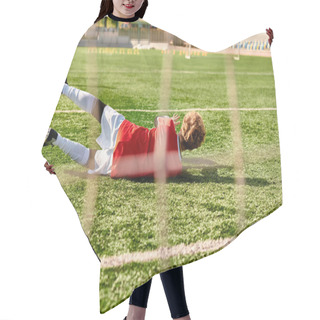 Personality  A Young Boy Energetically Plays Soccer On A Green Field, Wearing A Jersey And Dribbling The Ball. He Shows Skill And Passion As He Moves Towards The Goal, Surrounded By The Cheering Crowd. Hair Cutting Cape