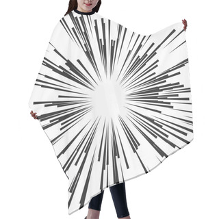 Personality  Comic Radial Speed Lines. Graphic Explosion Book Design Element. Vector Illustration. Hair Cutting Cape