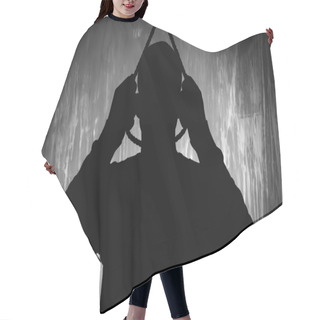 Personality  Silhouette Of Male Suicider Going To Hang Himself Against Grunge Background Hair Cutting Cape
