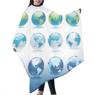 Personality  Set Of Vector Globe Icons Hair Cutting Cape