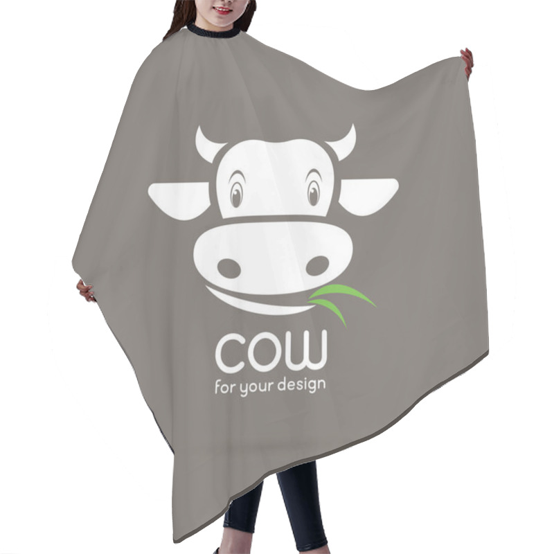 Personality  Vector Of A Cow Face With Grass On Brown Background. Farm Animal Hair Cutting Cape