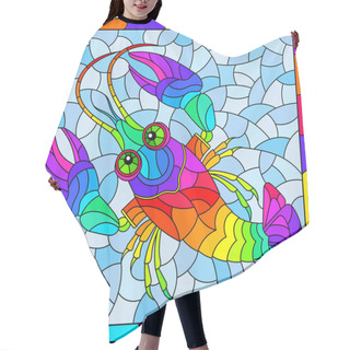 Personality  An Illustration In The Style Of A Stained Glass Window With A Bright Rainbow Cancer, A Rectangular Image In A Bright Frame Hair Cutting Cape