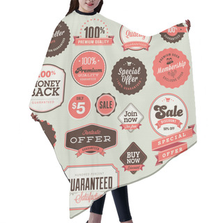 Personality  Set Of Vintage Badges And Labels Hair Cutting Cape