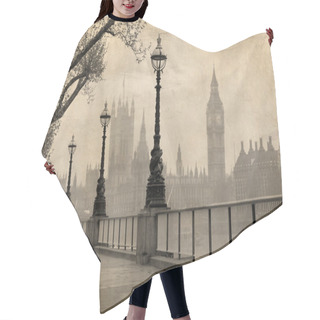 Personality  Vintage View Of London, Big Ben & Houses Of Parliament Hair Cutting Cape