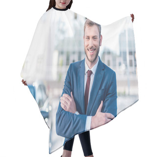 Personality  Businessman With Crossed Arms Hair Cutting Cape