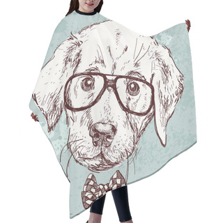 Personality  Cute Fashion Hipster Animals & Pets, Set Of Vector Icons Hair Cutting Cape
