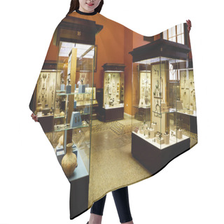 Personality  Museum Exhibits Of Ancient Relics In Glass Cases Hair Cutting Cape