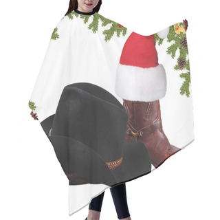 Personality  American Black Hat With Cowboy Boots.Christmas Objects Isolated Hair Cutting Cape