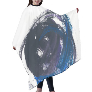 Personality  Abstract Painting With Dark Blue And Violet Brush Strokes On White Hair Cutting Cape