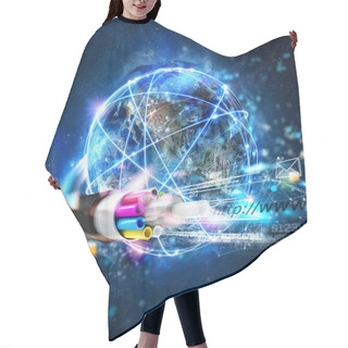Personality  Internet Connection With The Optical Fiber. Concept Of Fast Internet Hair Cutting Cape