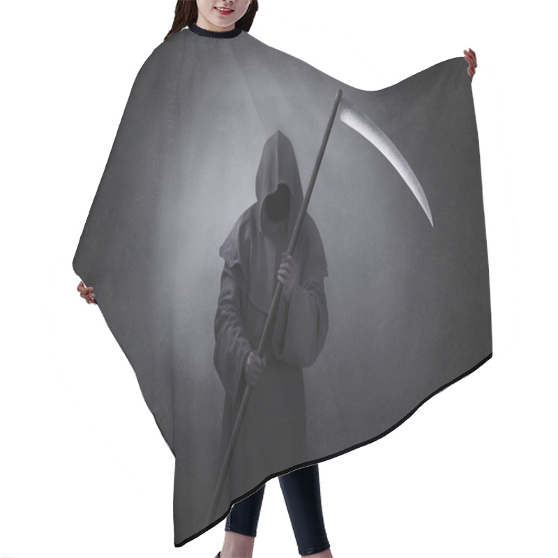 Personality  Grim Reaper With Scythe In The Dark Hair Cutting Cape