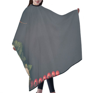 Personality  Top View Of Organic Vegetables On Gray Table Hair Cutting Cape