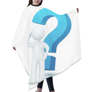 Personality  3d Character With Question Mark Hair Cutting Cape