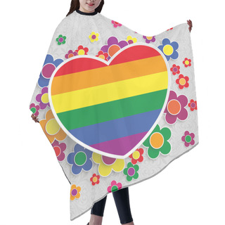 Personality  Ornaments With Rainbow Heart And Flowers Hair Cutting Cape