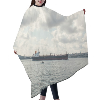 Personality  Cargo Ship In Sea With Cloudy Sky At Background, Istanbul, Turkey  Hair Cutting Cape