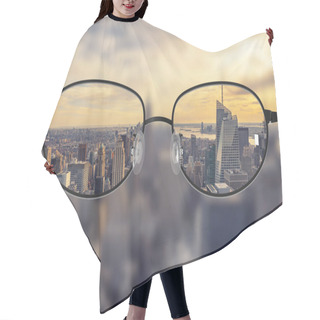Personality  Clear Cityscape Focused In Glasses Lenses Hair Cutting Cape