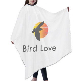 Personality  Logo Design Template, With A Bird In Flight Icon, With A Moon Silhouette Light Hair Cutting Cape