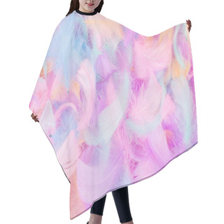 Personality  Colorful Feather Background, Top View.  Hair Cutting Cape