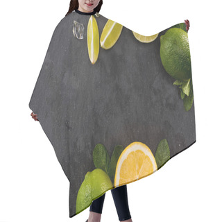 Personality  Lime And Orange Slices With Mint Leaves Hair Cutting Cape