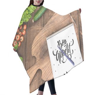 Personality  Notepad With Raw Vegetables On Table Hair Cutting Cape