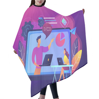 Personality  Webinar Concept Vector Illustration. Hair Cutting Cape