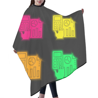 Personality  Accounting Four Color Glowing Neon Vector Icon Hair Cutting Cape
