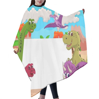 Personality  Dinosaur Cartoon With Blank Sign Hair Cutting Cape