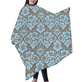 Personality  Vector Seamless Damask Pattern. Blue And Brown Colors Hair Cutting Cape