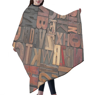Personality  Vintage Wood Letterpress Type Hair Cutting Cape