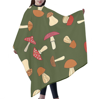 Personality  Abstract Vector Doodle Mushroom Seamless Pattern Hair Cutting Cape