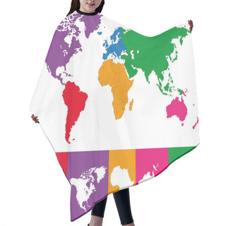 Personality  Colorful World Map Hair Cutting Cape