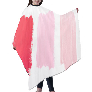 Personality  Top View Of Abstract Pink And Red Paint Brushstrokes On White Background Hair Cutting Cape
