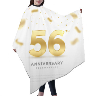 Personality  56th Anniversary Celebration With Gold Glitter Color And White Background. Vector Design For Celebrations, Invitation Cards And Greeting Cards. Hair Cutting Cape