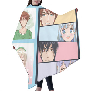 Personality  Group Of Faces Young People Anime Style Characters Hair Cutting Cape