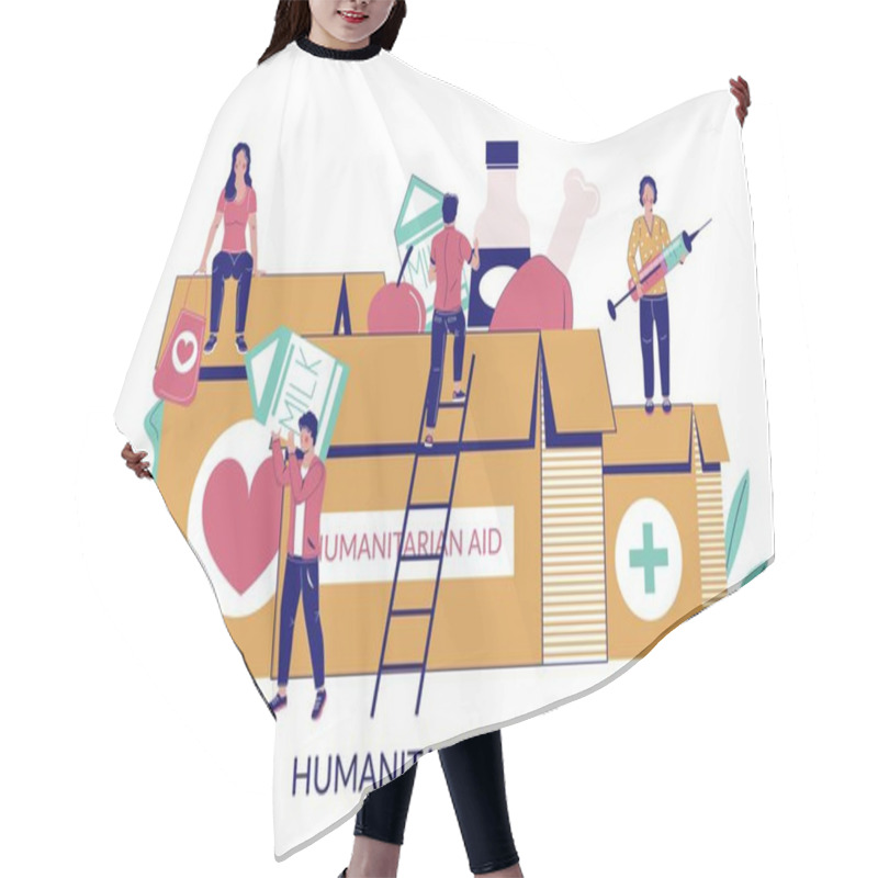 Personality  Humanitarian Aid, Vector Flat Style Design Illustration Hair Cutting Cape