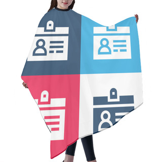 Personality  Accreditation Blue And Red Four Color Minimal Icon Set Hair Cutting Cape