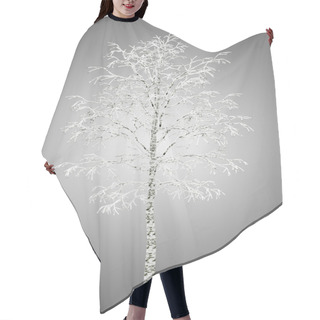 Personality  Winter Birch Tree Isolated On Gray Background Hair Cutting Cape