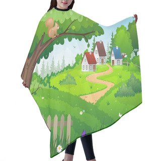 Personality  Village On Green Field Hair Cutting Cape