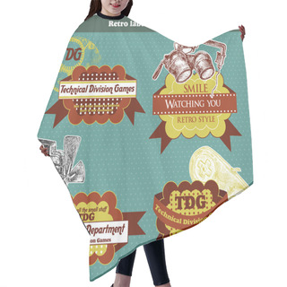 Personality  Vector Retro Label With Icon Hair Cutting Cape