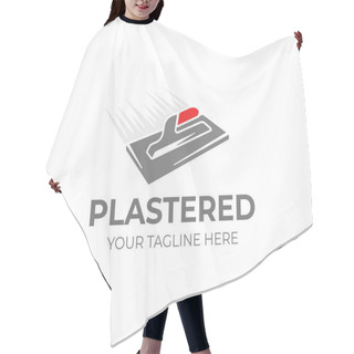 Personality  Plastering Trowel Logo Template. Plasterer Tool Vector Design. Plaster Work Logotype Hair Cutting Cape